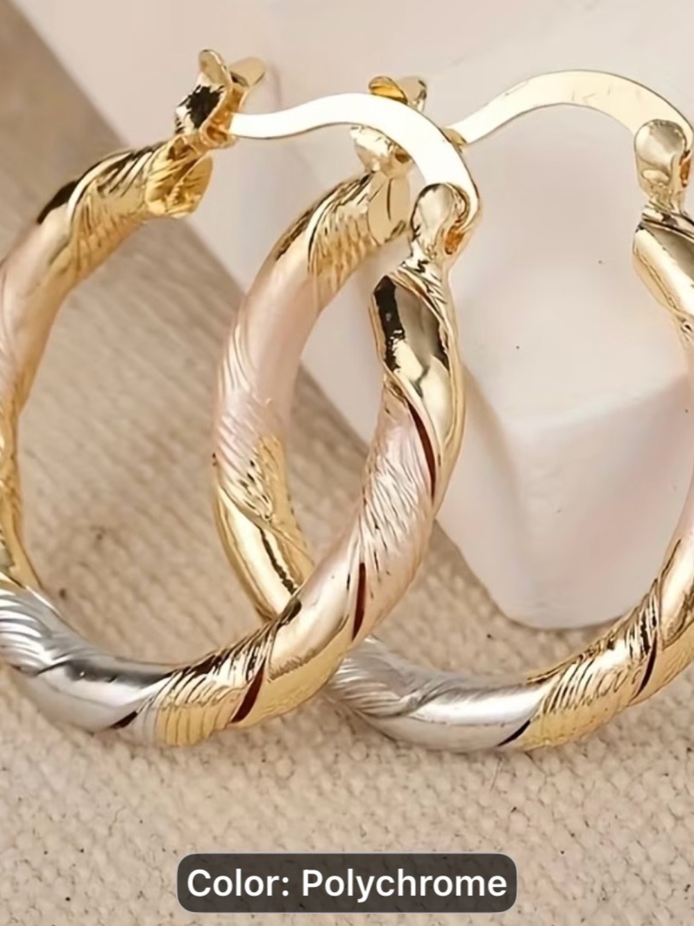 Polychrome Twisted Hoop Earrings - Gold & Silver Women’s Jewelry